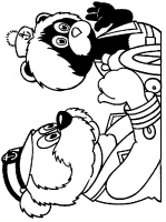 A coloring page of the bear boat